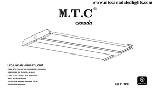(Pack of 1 )Upgraded M0704: M.T.C Canada LED High Bay Light Linear Frosted Lens Dimmable 347VAC (Linear High Bay Wattage Selectable 220/200/180W 30,800lm 4K/6K CCT Change Input 120-277VAC/347VAC CUL)