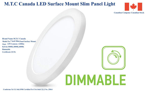 M0348: Pack of 2 Piece LED Slim Panel 7 inch 12W  Flush Mount Ceiling Light Fixture, Round Dimmable, CETL Certified