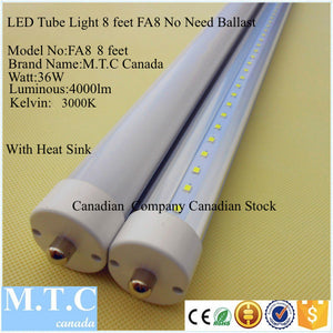 LED T8 8 Feet Tube Light FA8 Single Pin 36W 4000lm 3000K(Warm White) Frosted Cover No Need Ballast Direct line Voltage 85V-265V Extra Bright Pack Of 20 Pcs