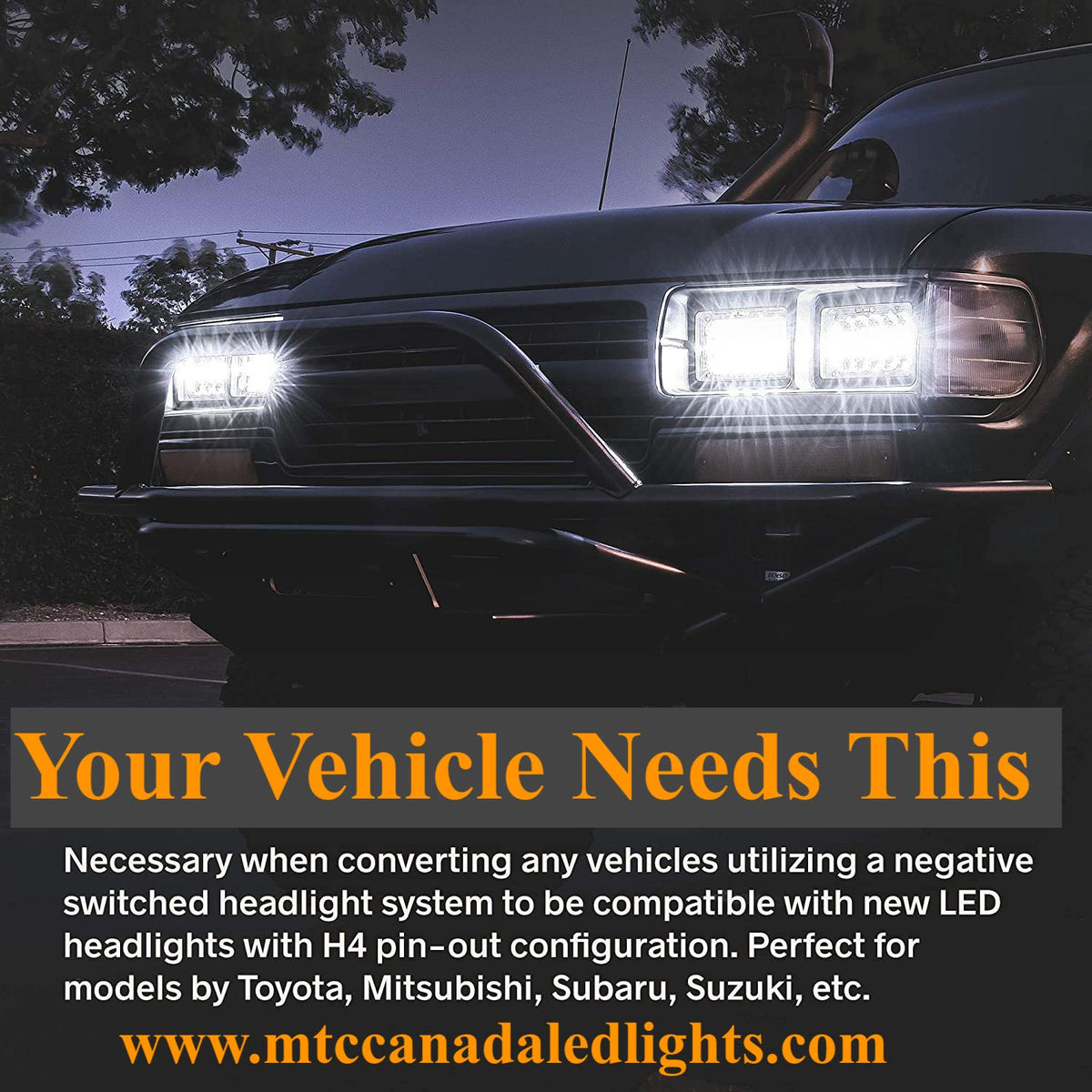 M0525 H4 Headlight Wiring Harness [Negative Switched Conversion] [Fus