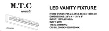 M0563 : M.T.C Canada Square Crystal LED Vanity 24 Inch LED Bath Vanity Wall Mounted Bathroom Fixture Input Voltage 120VAC 20W Triac Dimmable 3CCT(3000K/4500K/6000K ) Change Colour With Button CETL