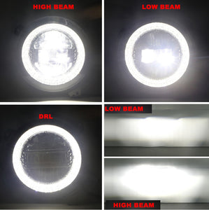 M0565:9 Inch Round Led Headlight with White Halo High Low Beam Day Time Running Light DOT Approved  ( 1 Pair )