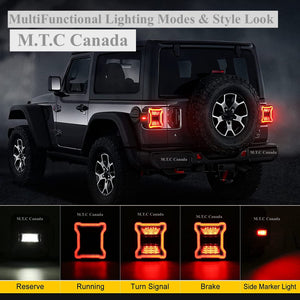 M0529: M.T.C Canada Smoked LED Tail Lights For Jeep Wrangler JL JLU 2018-2024 (Black Housing Smoke Lens) Accessories Brake Light Reverse Light Turn Signal Light