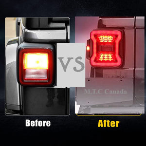 M0529: M.T.C Canada Smoked LED Tail Lights For Jeep Wrangler JL JLU 2018-2024 (Black Housing Smoke Lens) Accessories Brake Light Reverse Light Turn Signal Light