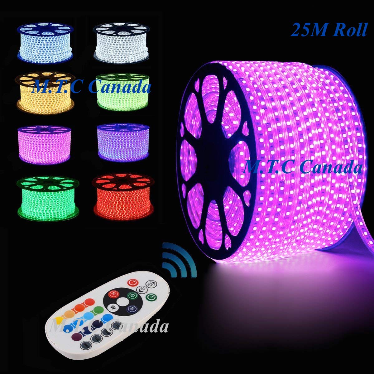 M0117:LED Rope Light 25M Roll (82.5 Feet ) RGB Colour With Remote And –  M.T.C Canada LED Lights