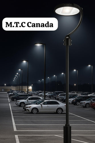(Pack of 1) M0655 Black Housing 150Watt : M.T.C Canada LED Garden Post Light/LED Street Light with Photocell Sensor Input 100-277VAC, Switch Power with Button 150W/120W/100W and CCT Change 4K/6K CUL