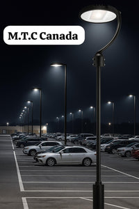(Pack of 1) M0655 Black Housing 150Watt : M.T.C Canada LED Garden Post Light/LED Street Light with Photocell Sensor Input 100-277VAC, Switch Power with Button 150W/120W/100W and CCT Change 4K/6K CUL