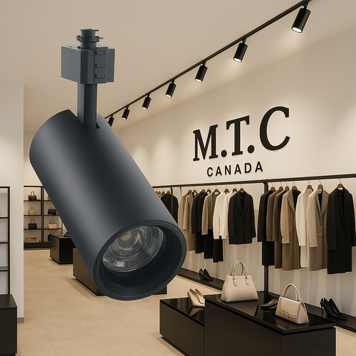 Upgraded (M0683 Pack of 12 Piece Black Or Housing) M.T.C Canada LED Track Light Super Bright 30Watt 3000lm 3 Pin 3cct (3K,4K,6K) Change Colour with Button at Back CETL 3 Pin H Type Track Fit,120VAC