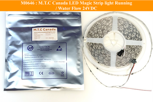 ( 1 Pack ) M0646 -M.T.C Canada LED Strip light RGBIC / RGB IC / RGB Magic Running Strip 10M (33 Feet ) 24VDC No Drop in Voltage 10W/M  5050 60LED/M IP20 Indoor Use Only