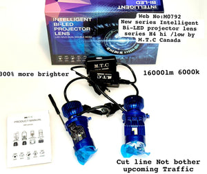 ( 1 Pair ) M0792 -M.T.C Canada LED Intelligent Bi-LED projector lens series H4 hi /low 6000K 80W x2 =160W 16,000lm