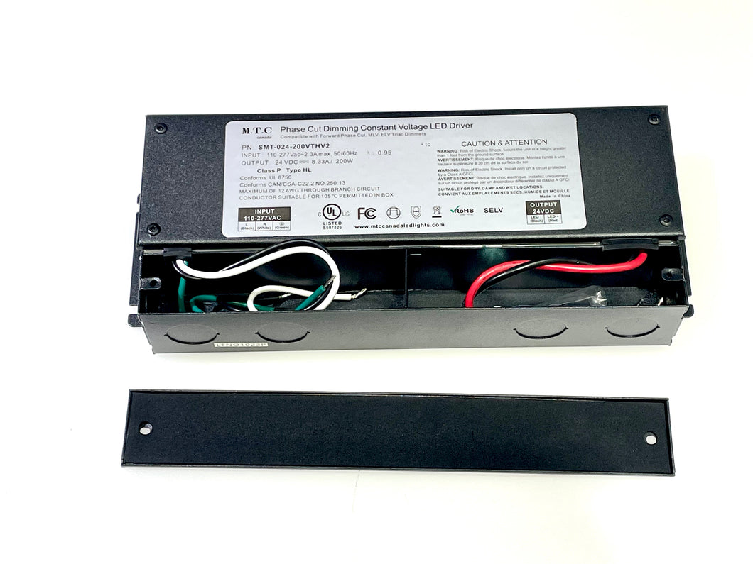 M0521 : 200W 24V DC Phase Cut Dimming Constant Voltage Class P LED Driver Input Voltage AC 100-277V ( Pack of 1 Piece )