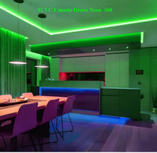 1 Roll 15M) M0677 Green : M.T.C Canada LED Strip Light Commercial Grade COB Dot Free 15M (49.2 FT Roll) 24VDC 320LED /M 12W/M IP44 No Drop in Voltage with 1 Side Power (Green Colour)