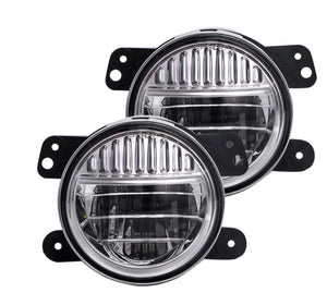 1 Pair ( M0697 : LED 4 inch 30W 6000K-6500K Projector Fog Lights JK and JL DOT Approved For Jeep Wrangler)