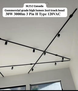 Upgraded (M0683 Pack of 12 Piece Black Or Housing) M.T.C Canada LED Track Light Super Bright 30Watt 3000lm 3 Pin 3cct (3K,4K,6K) Change Colour with Button at Back CETL 3 Pin H Type Track Fit,120VAC