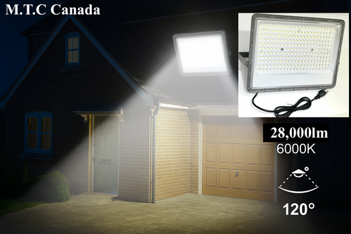M0763 : M.T.C Canada LED Flood Light 200W 24000lm 6000K Input Voltage 120VAC with Plug in CETL IP65 Waterproof