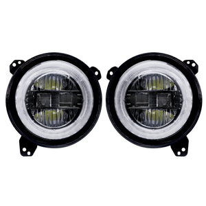 (1 Pair) M0694 : M.T.C Canada 9 Inch Round Led Headlight with White Halo (White DRL + Turn Amber) High Low Beam Day Time Running Light Compatible with Wrangler JL 2018+ Sport Rubicon, DOT Approved