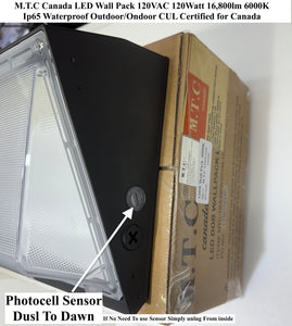 (Pack of 1 ) M0777 Black Housing : M.T.C Canada Commercial Grade LED Wall Pack 120 watt 6000K 120VAC 16,800 lm IP65 Outdoor/Indoor Waterproof Ip65 with Photocell Sensor CUL Certified