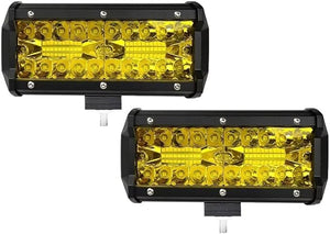 (Pack of 2)  :M0671 : M.T.C Canada LED Light Bar 7 Inch Offroad Driving Lights 120W, Input 10-30VDC 6000K/Yellow LED Pods Spot Flood Combo Beam
