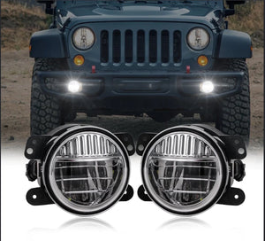 1 Pair ( M0697 : LED 4 inch 30W 6000K-6500K Projector Fog Lights JK and JL DOT Approved For Jeep Wrangler)