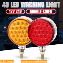 1 Pair M0703-M.T.C Canada LED Round Dual Face Red/Amber Truck Fender Pedestal Marker Lights Turn Signal