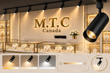 (Pack of 12) M0864 : M.T.C Canada LED Track Light Head 30W 3000lm 3CCT Selectable with Button 3K/4K/6K Dimmable 120VAC, CETL Certifeid to CSA Std22.2 Available in two Colors and two Styles