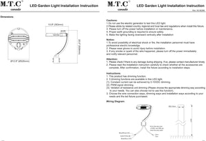 (Pack of 1) M0655 Black Housing 150Watt : M.T.C Canada LED Garden Post Light/LED Street Light with Photocell Sensor Input 100-277VAC, Switch Power with Button 150W/120W/100W and CCT Change 4K/6K CUL
