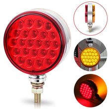 1 Pair M0703-M.T.C Canada LED Round Dual Face Red/Amber Truck Fender Pedestal Marker Lights Turn Signal