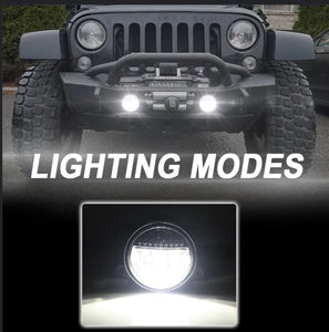 1 Pair ( M0697 : LED 4 inch 30W 6000K-6500K Projector Fog Lights JK and JL DOT Approved For Jeep Wrangler)