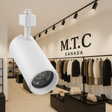 Upgraded (M0683 Pack of 12 Piece Black Or Housing) M.T.C Canada LED Track Light Super Bright 30Watt 3000lm 3 Pin 3cct (3K,4K,6K) Change Colour with Button at Back CETL 3 Pin H Type Track Fit,120VAC