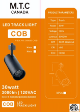 Upgraded (M0683 Pack of 12 Piece Black Or Housing) M.T.C Canada LED Track Light Super Bright 30Watt 3000lm 3 Pin 3cct (3K,4K,6K) Change Colour with Button at Back CETL 3 Pin H Type Track Fit,120VAC