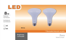 Pack of 24 M0111: LED BR30 Bulb 8W (8W LED = 80W Halogen ) 880lm Dimmable 6K Input Voltage 120VAC CUL