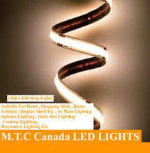 1 Roll 15M) M0677 Green : M.T.C Canada LED Strip Light Commercial Grade COB Dot Free 15M (49.2 FT Roll) 24VDC 320LED /M 12W/M IP44 No Drop in Voltage with 1 Side Power (Green Colour)