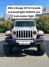 (1 Pair) M0694 : M.T.C Canada 9 Inch Round Led Headlight with White Halo (White DRL + Turn Amber) High Low Beam Day Time Running Light Compatible with Wrangler JL 2018+ Sport Rubicon, DOT Approved