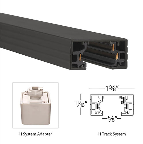 Pack Of 12 M0684 8 feet 3 Pin H Type :M.T.C Canada LED Track Rail - 8 Feet Long Black Housing / White Housing Aluminum Frame, 3 Pin H Type, 120VAC Heavy Duty, CETL