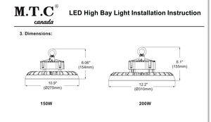 Pack of 1 (M0710: M.T.C Canada LED High Bay Light UFO Pro series 200W 28000lm 6000K Input Voltage AC100V-277V With New Advance Model CUL certified)