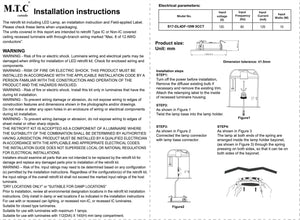 Upgraded New (Pack of 12) M0813:M.T.C Canada LED 4inch Retrofit kit Flat with E26 Holder 120V 10W Dimmable 950lm 5CCT Change Colour with Button (2700K,3000K,4000K,5000K,6000K) CUL Certified