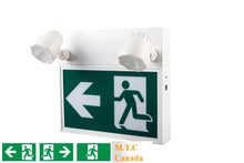 M0665: M.T.C Canada LED STEEL RUNNING MAN EXIT SIGN COMBO CSA Certified With 2 Head LED 2Wx2