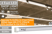 Upgraded (Pack of 25 Piece) M0715 6120lm 6K :Certified to CSA Std 22.2 M.T.C Canada Commercial Grade LED Linear Shop Light 4 Feet Linkable Frosted Lens WATT: 36W (170lm/W) 6000K CETL Certified