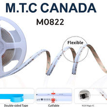 M0822: M.T.C Canada 10M LED COB Strip Light RGB Magic Running Strip IP44 3 Wire Addressable 10M (33 Feet) 24VDC 420LED/M SMD No Drop in Voltage 14.4W/M (M0822 (10MCOB Magic RGB Strip)