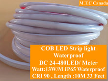 Waterproof (1 Roll 10M) M0730 6K: M.T.C Canada LED Strip Light COB Dot Free 10M (33 FT Roll) 24VDC 480LED /M 13W/M IP67 Waterproof Outdoor Commercial Grade No Drop in Voltage (6000K Cool White)