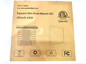 (Pack of 2) M0774: M.T.C Canada 20 Inch Square Ceiling Light Surface Mount 42 Watt 5600lm 120VAC 3cct 3K-4K-6K (Chnage Colour with Button) CETL Certified