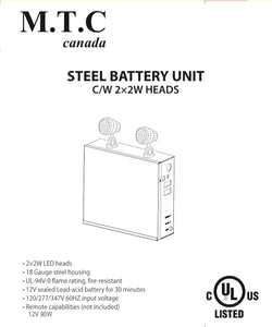 (Pack of 1) M0685 M.T.C Canada LED Steel Emergency Light with Lights Output 12VDC CUL Certified with 2 Head LED 2Wx2 Input Voltage 120-347V (Pack of 1 Piece LED Emergency Light with Head)