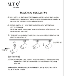 Black Housing (Pack of 4 Piece)) :(M0683) M.T.C Canada LED Track Light 30W 3000lm 3 Pin 3cct (3K,4K,6K) Change Colour with Button at Back Side CETL 3 Pin H Type Track Fit, Input 120VAC