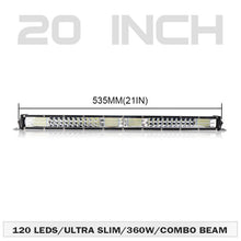 (Pack of 2)M0668:LED Double row Bar 20 Inch Off Road 360W Combo Beam LED 3W , 3030 LED , Operating Voltage 10-30VDC  Work SUV Truck ATV Boat