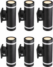 Pack of 6) M0835 - Cul Certified M.T.C Canada LED Up Down Wall Pack Light – 5W/10W/15W Adjustable, 3CCT Selectable (3000K/4000K/6000K), Black, Outdoor Wall Sconce, AC120-277VAC with Photocell