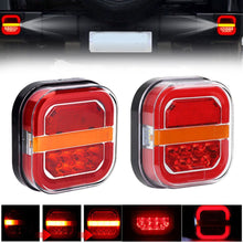 1 Pair (Left + Right) M0750 :M.T.C Canada 4 Inch LED Tail light 2X Amber+Red Square LED Truck Trailer Stop Turn Signal Tail Brake Light DRL