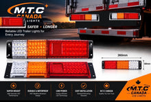 M0870 – M.T.C Canada 14 Inch LED Rear Tail Lights 2-Piece 102 LED 12VDC Brake, Stop & Turn Lights for Truck & Trailer