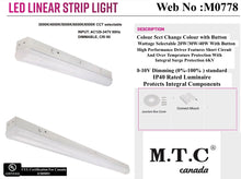 (Pack of 4) M0778:LED Strip light /LED Shop Light 4 Feet Wattage Selectable 20W /30W /40W With Button And 5CCT (3K/4K/5K/6K/65K ) With Button Input 120-347VAC CUL Certified