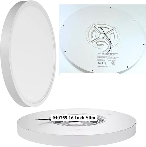 M0759 :M.T.C Canada LED Slim Panel Surface Mount/LED Ceiling Light 16 Inch Round 30W Dimmable 4000lm 120VAC 3CCT (3K-4K-6K) CETL