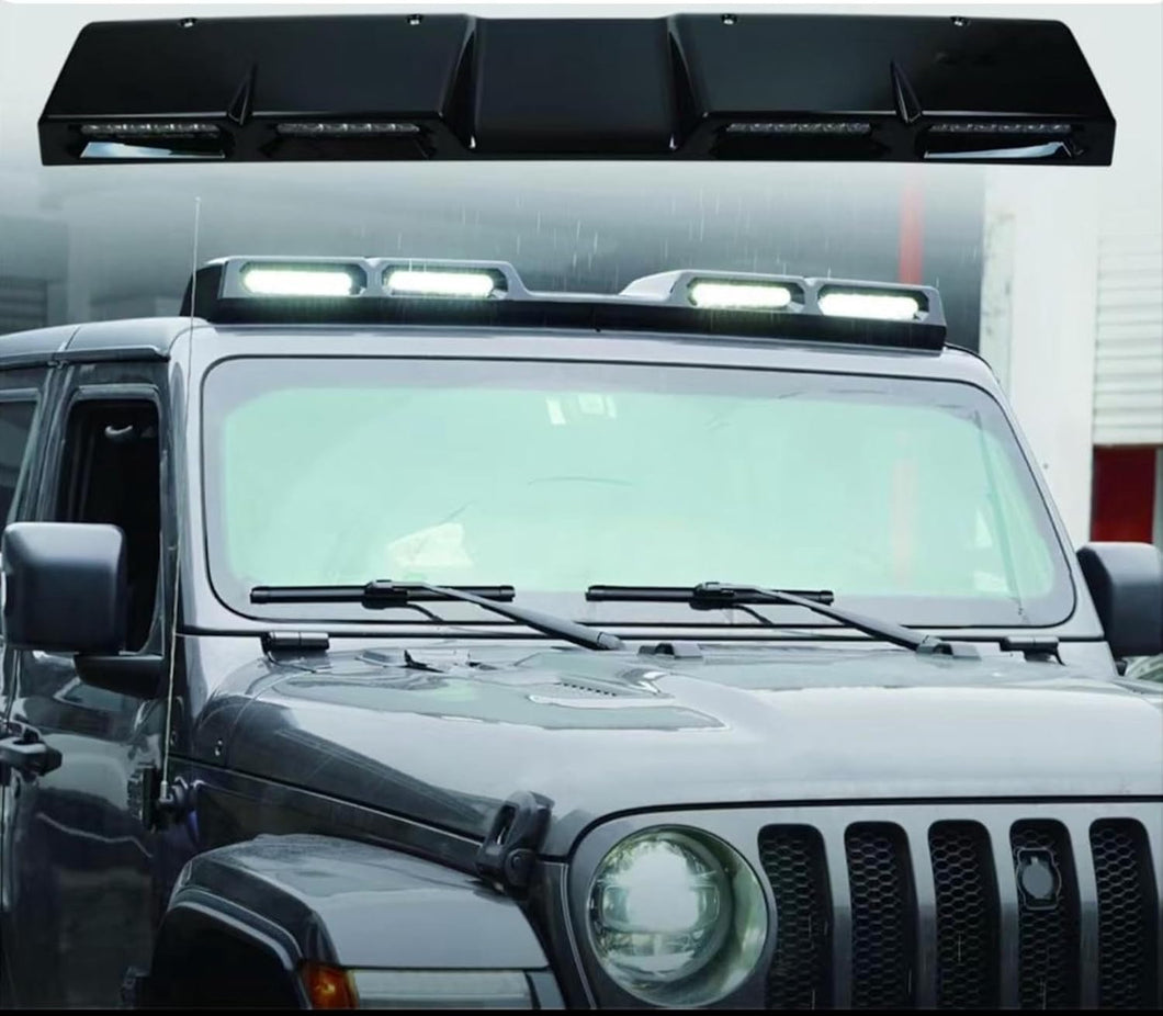M0816 :LED Roof Top Light Compatible With 2018+Jeep JEEP WANGLER JL/Compatible With JT PRIMER/GLOSS BLACK 4 LENS REMOTE POD LIGHT 6000K